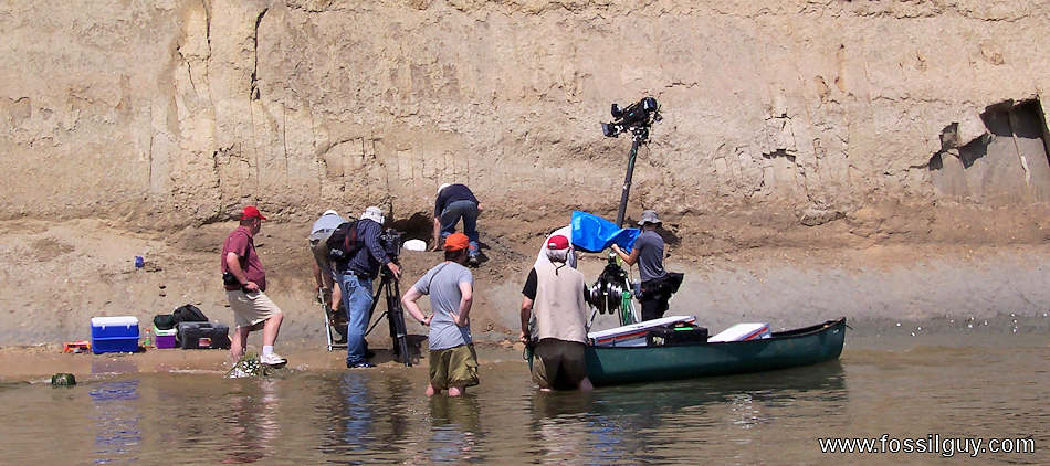 The Author with a Film Crew at the Calvert Cliffs