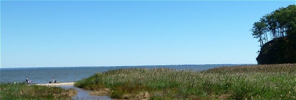 View of Fossil Beach in the distance at Westmoreland State Park, VA