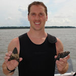 A complete 4 inch megalodon tooth found while diving