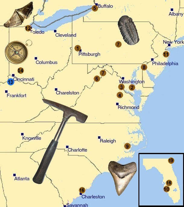 Fossil Hunting Location Map