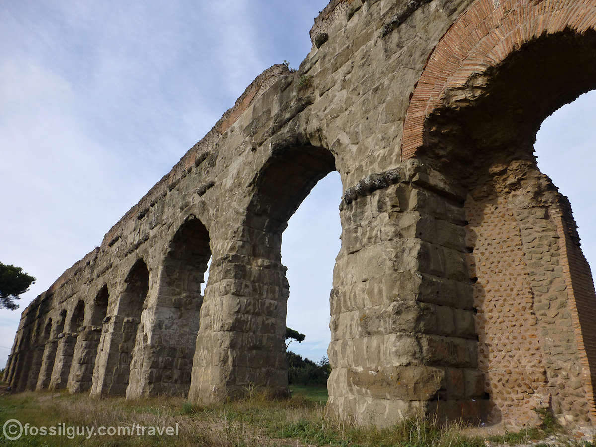 A view of Aqua Claudia, the Roman Aqueduct just outside of Rome.
