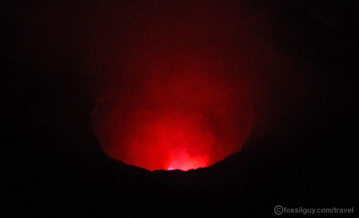The Masaya Volcano Caldera at night. The volcano is well worth returning to at night.
