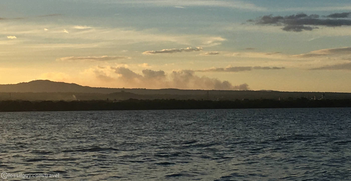 Sulphur from the Masaya volcano can be seen from Grenada. This is from Lake Nicaragua at Grenada.